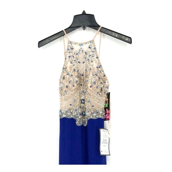 NWT Blondie Nites by Stacy Sklar Rhinestone Embellished Halter Corset Gown Sz 1 - Picture 1 of 6